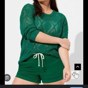 Torrid Green Open-Knit Sweater